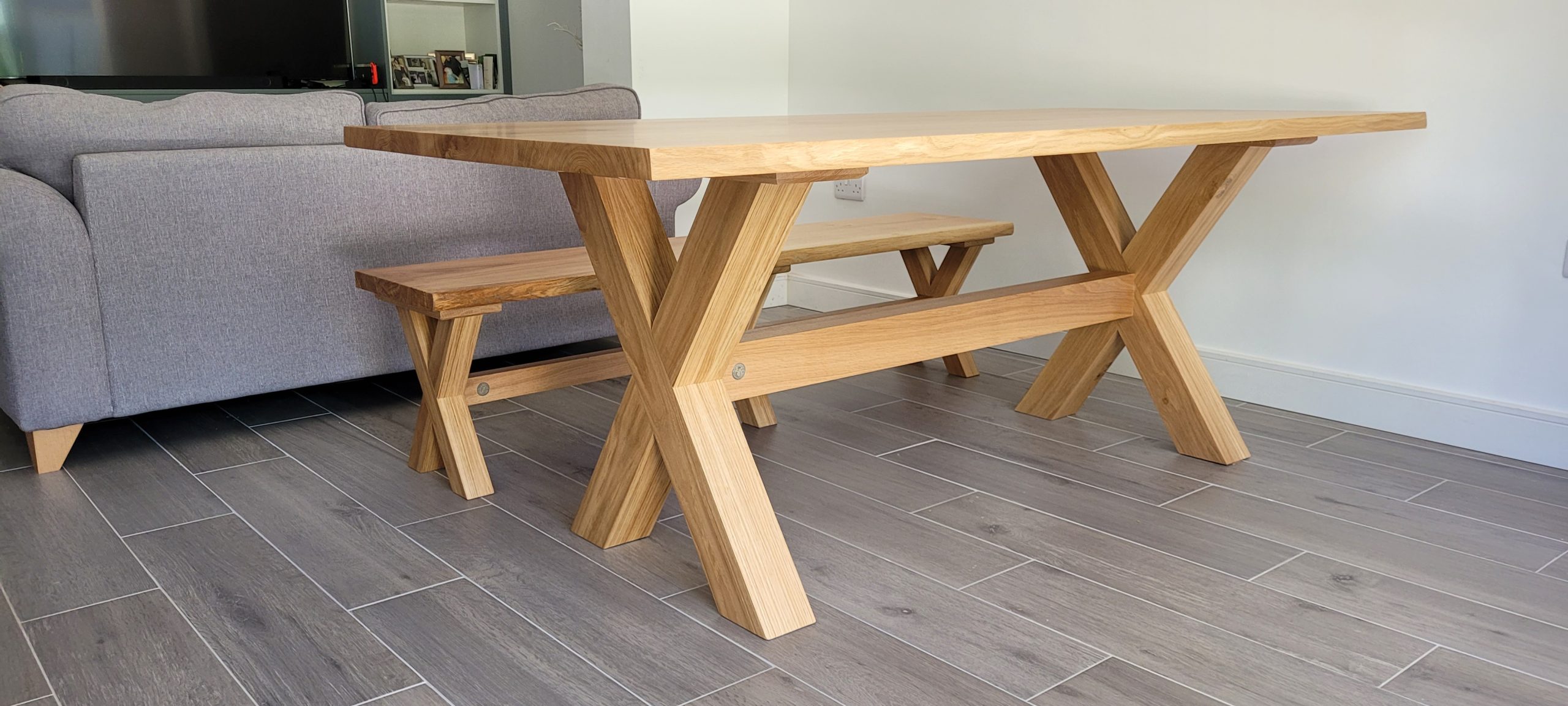 X Leg English Oak dining table